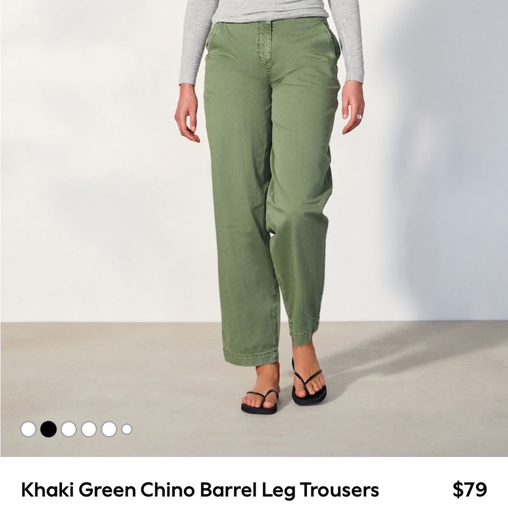 Next Direct Olive Green Chino Barrel-Leg Pants